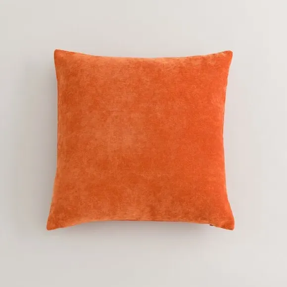 Square Cushion with Zip - Terracotta, Velour