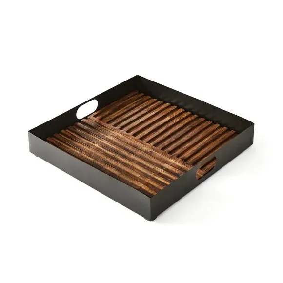 Square Decorative Tray - Brown, Mango Wood