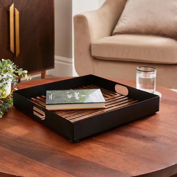 Square Decorative Tray - Brown, Mango Wood image