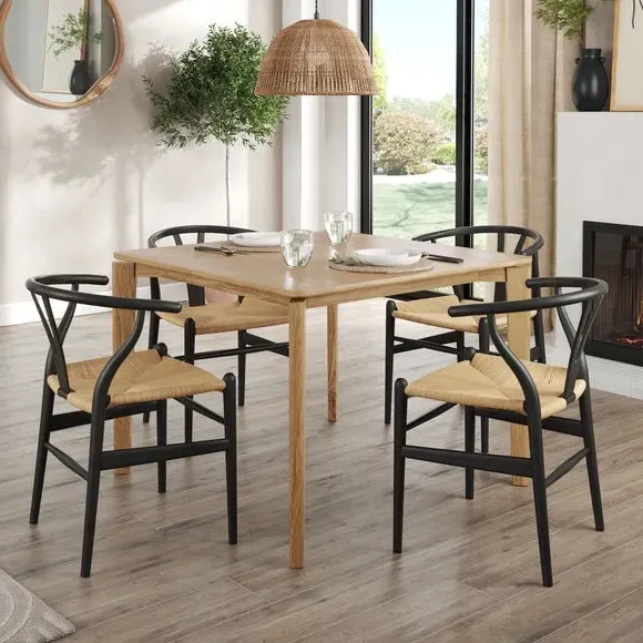 Square Extendable Dining Table - Oak, Solid Wood