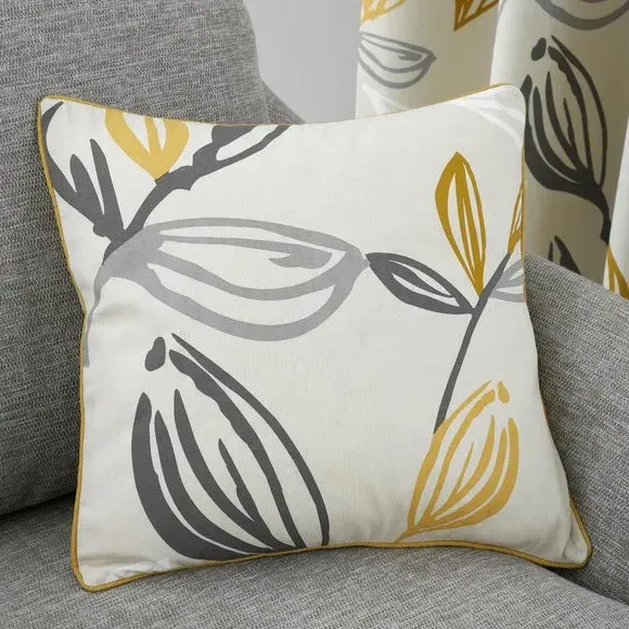 Square Filled Cushion Floral Design - Yellow, Cotton image
