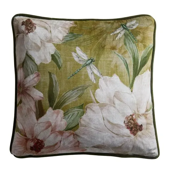 Square Filled Cushion Floral Print - Green