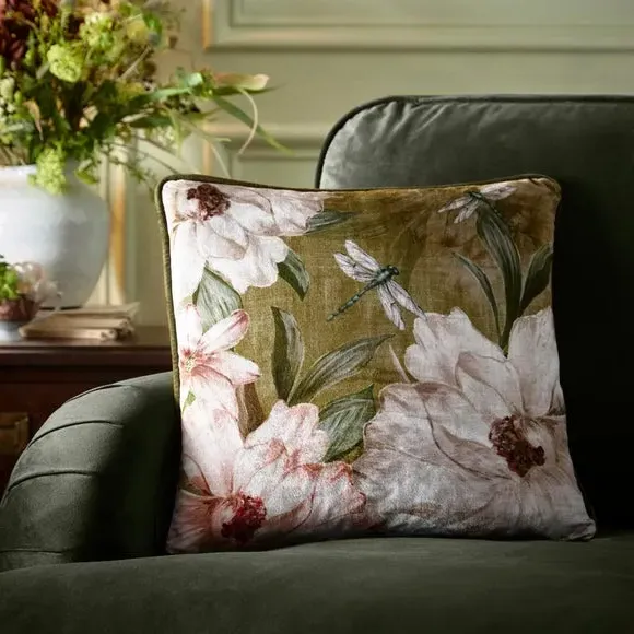 Square Filled Cushion Floral Print - Green image