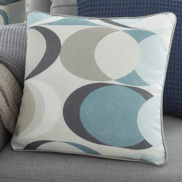 Square Filled Cushion Geometric - Blue, Cotton image