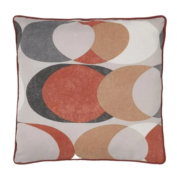 Square Filled Cushion Geometric - Red, Cotton