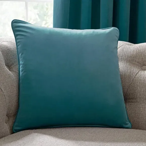 Square Filled Cushion - Green, Velvet