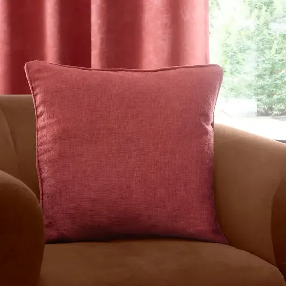 Square Filled Cushion - Terracotta, Woven Fabric