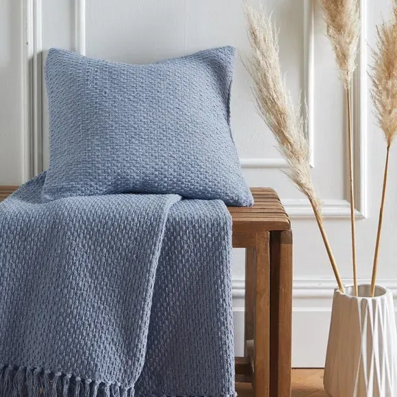 Square Filled Cushion Woven - Blue, Cotton image