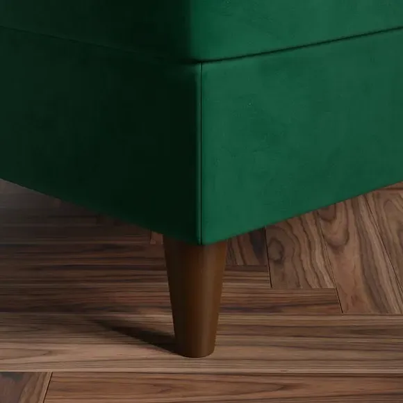 Square Footstool with Storage - Green, Velvet
