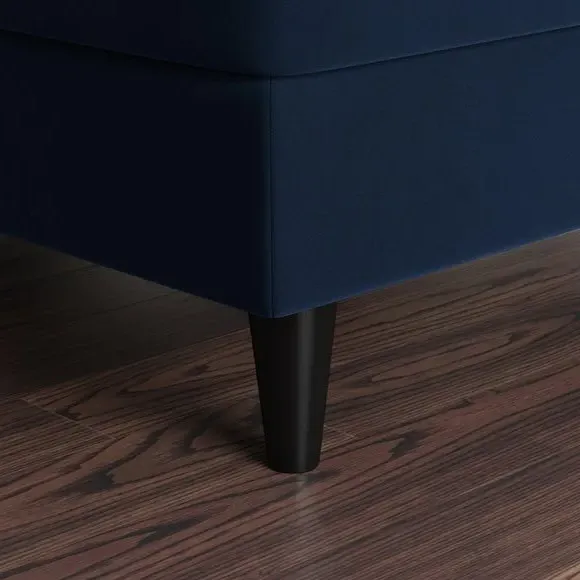 Square Footstool with Storage - Navy, Velvet
