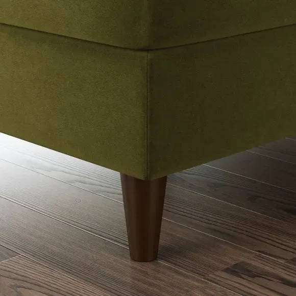 Square Footstool with Storage - Olive, Velvet