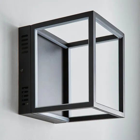 Square LED Wall Light with Integrated LED - Black
