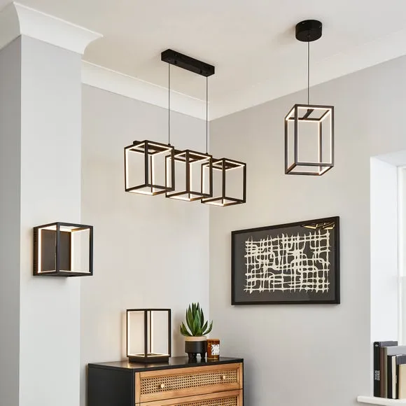 Square LED Wall Light with Integrated LED - Black