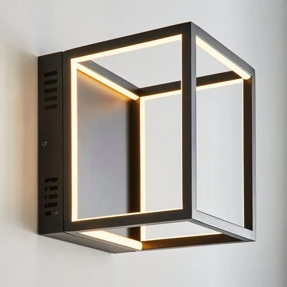 Square LED Wall Light with Integrated LED - Black image