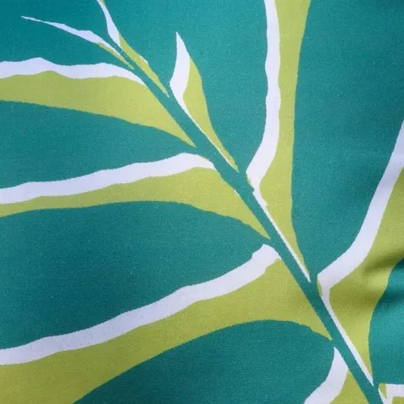 Square Outdoor Cushion Leaf Print - Green, Cotton