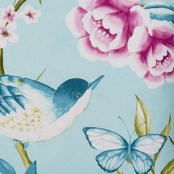 Square Outdoor Cushion with Bird Print - Blue