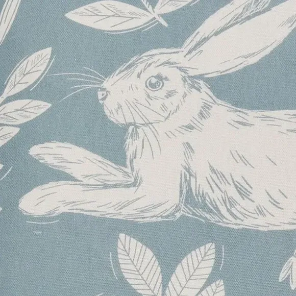 Square Outdoor Cushion with Rabbit Print - Duck Egg