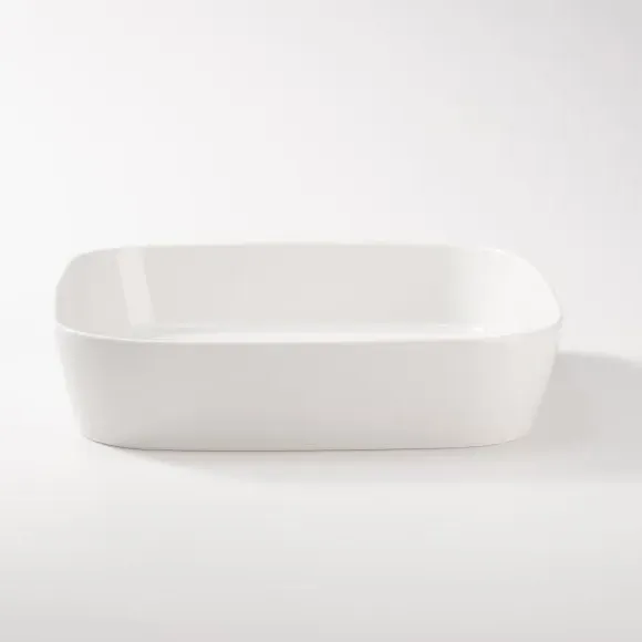 Square Pasta Bowl - White, New Bone China
