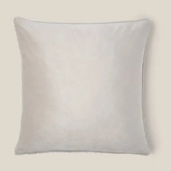 Square Plush Cushion with Zip - Grey, Faux Fur