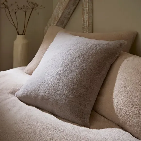 Square Plush Cushion with Zip - Grey, Faux Fur image
