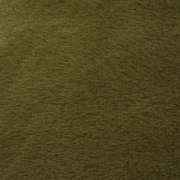 Square Plush Cushion with Zip - Olive, Faux Fur