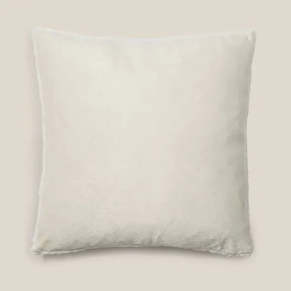 Square Plush Cushion with Zip - White, Faux Fur