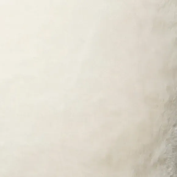 Square Plush Cushion with Zip - White, Faux Fur
