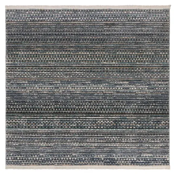 Square Rug Hand-Knotted Effect - Blue