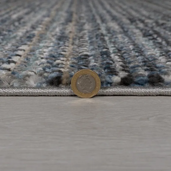 Square Rug Hand-Knotted Effect - Blue