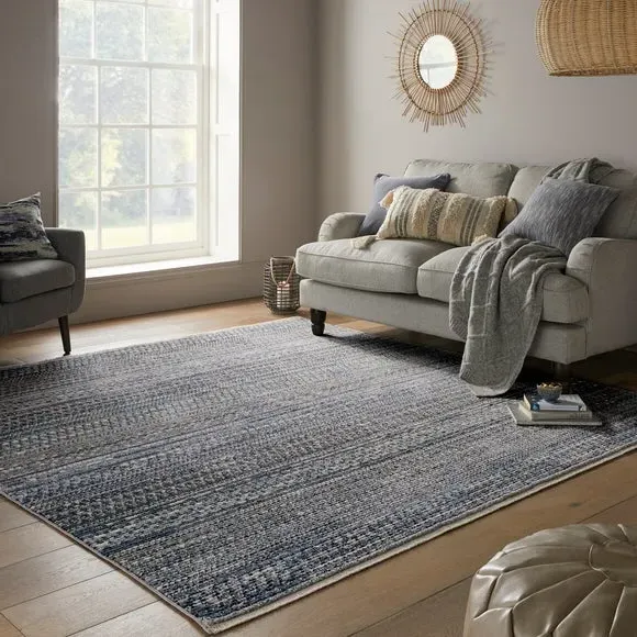 Square Rug Hand-Knotted Effect - Blue image