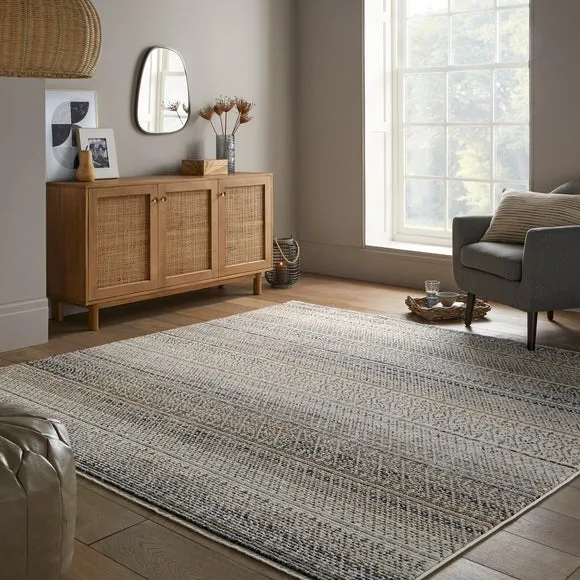 Square Rug Hand-Knotted Effect - Natural