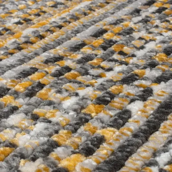 Square Rug Hand-Knotted Effect - Ochre
