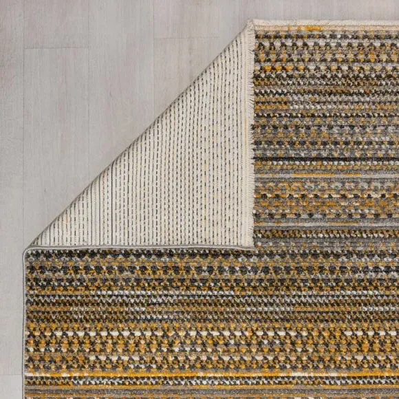Square Rug Hand-Knotted Effect - Ochre
