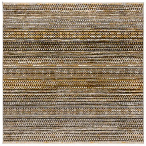 Square Rug Hand-Knotted Effect - Ochre
