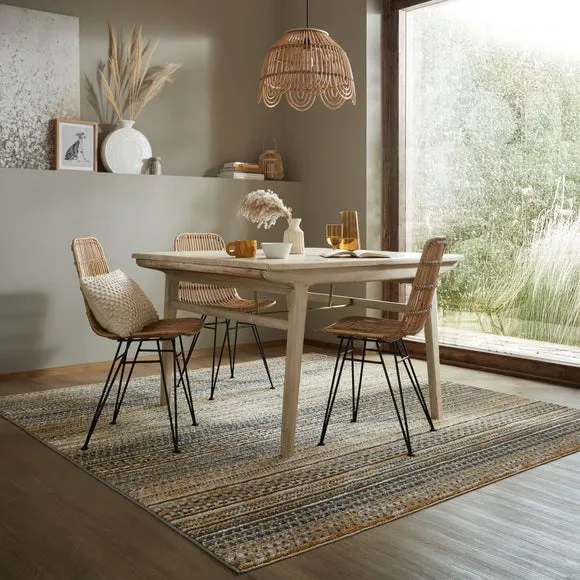 Square Rug Hand-Knotted Effect - Ochre