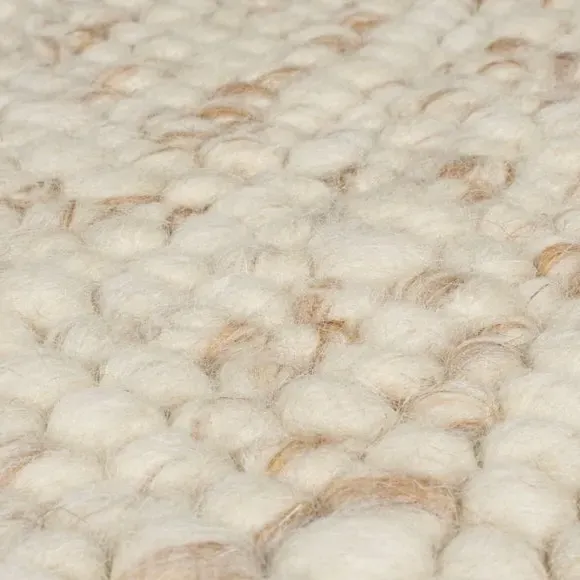 Square Rug with 3D Texture - Natural, Wool