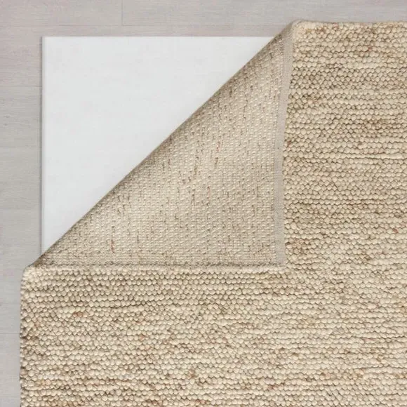 Square Rug with 3D Texture - Natural, Wool