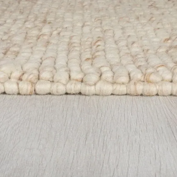 Square Rug with 3D Texture - Natural, Wool
