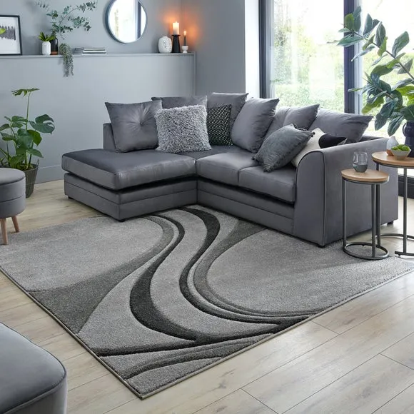 Square Rug with Hand Carved Design - Charcoal image