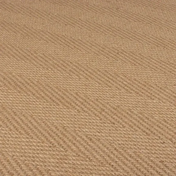 Square Rug with Herringbone Border - Black, Jute