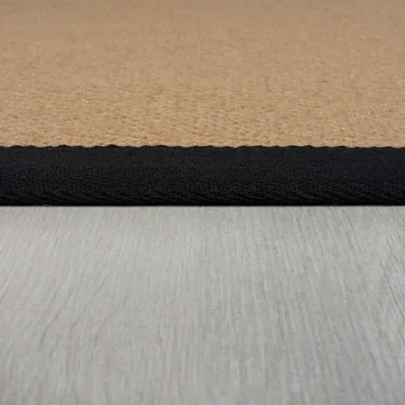 Square Rug with Herringbone Border - Black, Jute
