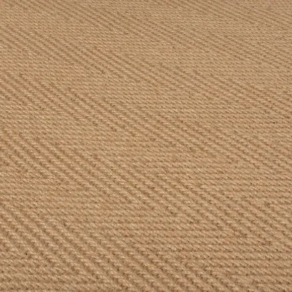 Square Rug with Herringbone Border - Green, Jute