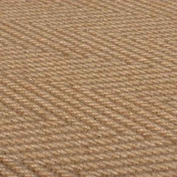 Square Rug with Herringbone Border - Grey, Jute