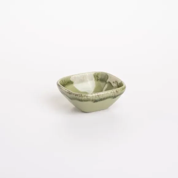 Square Sauce Dish - Green, Stoneware