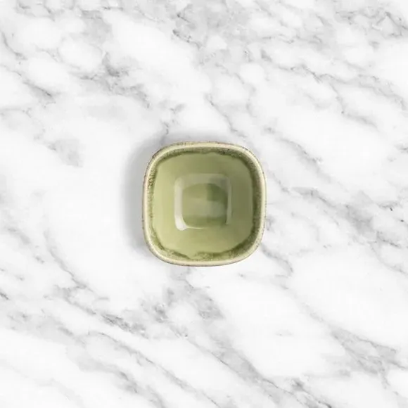 Square Sauce Dish - Green, Stoneware image