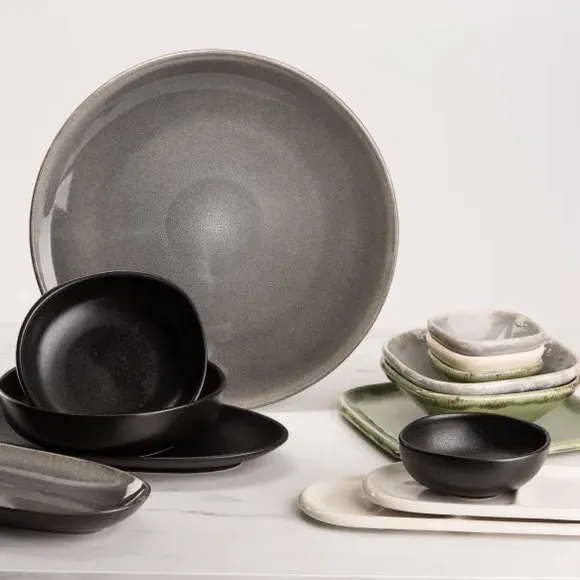 Square Sauce Dish - Grey, Stoneware