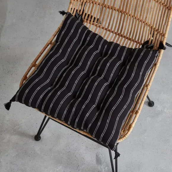 Square Seat Pad with 9-Stitch - Black, Cotton image
