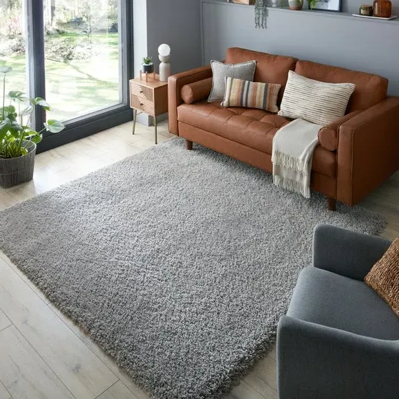 Square Shaggy Rug - Grey, Synthetic image