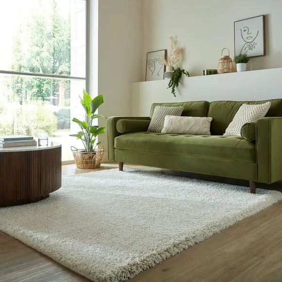 Square Shaggy Rug - Ivory, Synthetic
