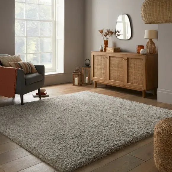 Square Shaggy Rug - Natural, Synthetic